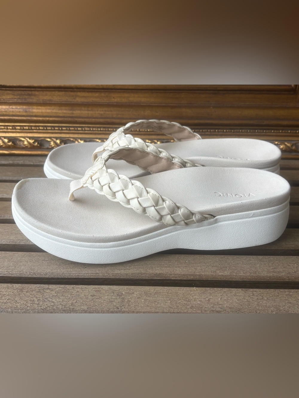 Vionic White Braided Platform Sandals - Women's size 10 - Picture 7 of 8